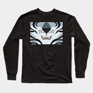 Silver Tiger Face Long Sleeve T-Shirt